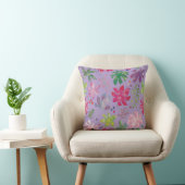 Lavender Floral Leaf Pattern Throw Pillow クッション (椅子)