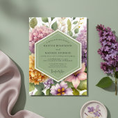 Lavender Floral Meadow Wedding 招待状