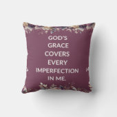 Lavender floral pillow with a simple religious  クッション (裏面)