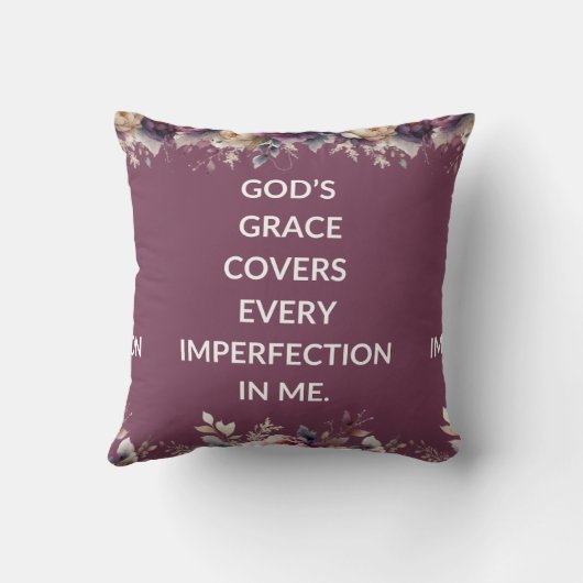 Lavender floral pillow with a simple religious  クッション (裏面)