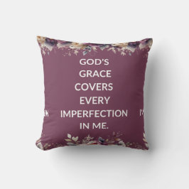 Lavender floral pillow with a simple religious  クッション