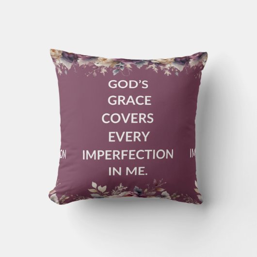 Lavender floral pillow with a simple religious  クッション (正面)
