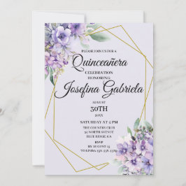 Lavender floral Quinceañera Invitation 招待状