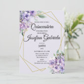 Lavender floral Quinceañera Invitation 招待状 (スタンド正面)