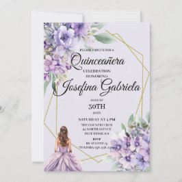 Lavender floral Quinceañera Invitation 招待状