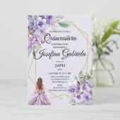 Lavender floral Quinceañera Invitation 招待状 (スタンド正面)