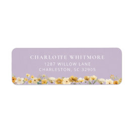 Lavender Floral Return Address Label ラベル