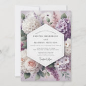 Lavender Floral Romance Wedding 招待状 (正面)