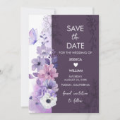 Lavender Floral Save the Date Card セーブザデート (正面)