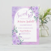 Lavender Floral Sweet 16 Birthday Invitation 招待状 (スタンド正面)