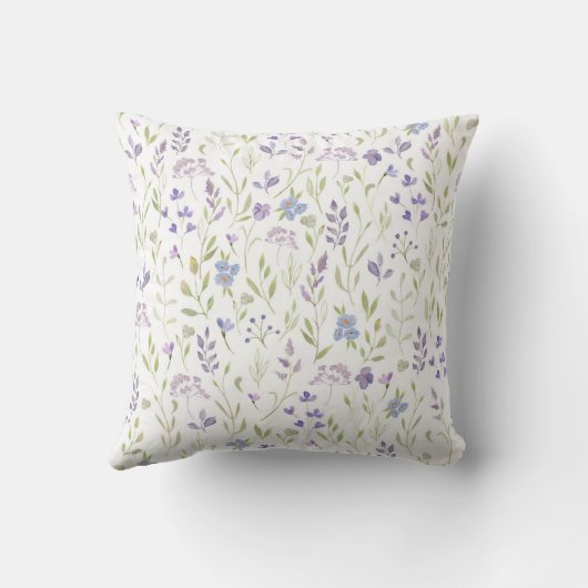 Lavender Floral Throw Pillow クッション (裏面)