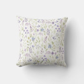 Lavender Floral Throw Pillow クッション (正面)