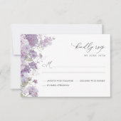 Lavender Floral Watercolor Elegant Wedding 出欠カード (正面)