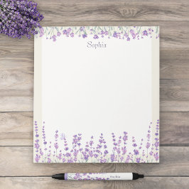 Lavender Floral Watercolor Purple Border Notepad ノートパッド