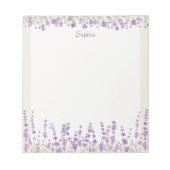 Lavender Floral Watercolor Purple Border Notepad ノートパッド (正面)