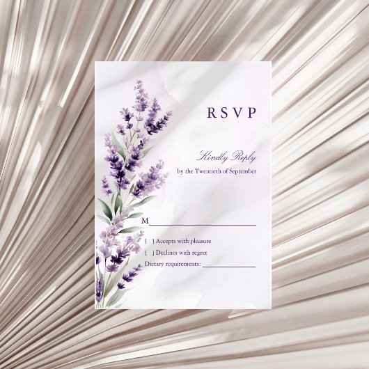 Lavender Floral Watercolor Wedding RSVP Card