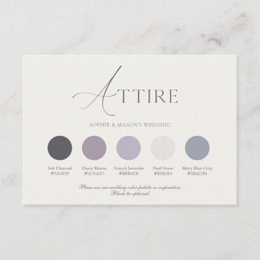 Lavender Floral Wedding Attire Card 招待状 (正面)