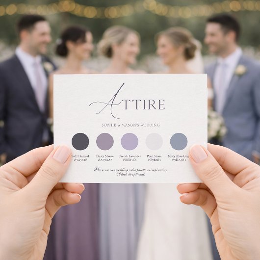 Lavender Floral Wedding Attire Card 招待状