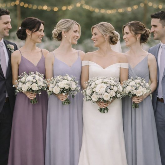 Lavender Floral Wedding Attire Card 招待状