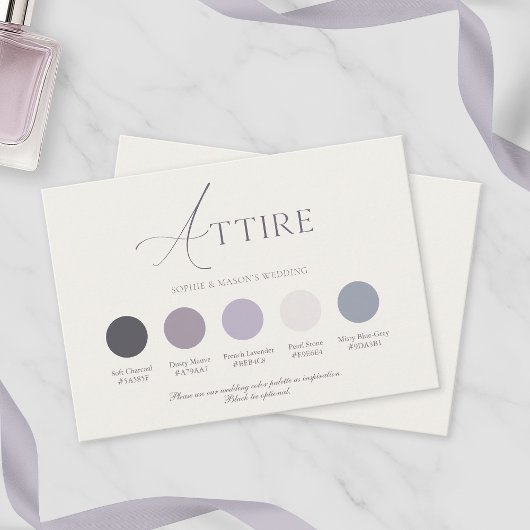 Lavender Floral Wedding Attire Card 招待状