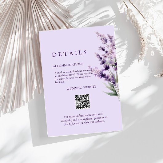 Lavender Floral Wedding Details Card エンクロージャーカード