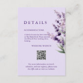 Lavender Floral Wedding Details Card エンクロージャーカード (正面)