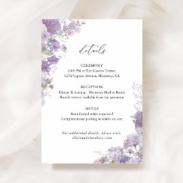 Lavender Floral Wedding Details, Information エンクロージャーカード