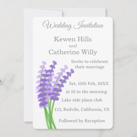 Lavender Floral Wedding Invitation 招待状 (正面)