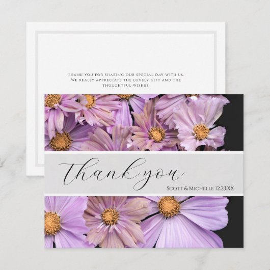 Lavender Floral Wedding Thank You Card サンキューカード (正面/裏面)