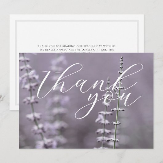 Lavender Floral Wedding Thank You Card サンキューカード (正面/裏面)