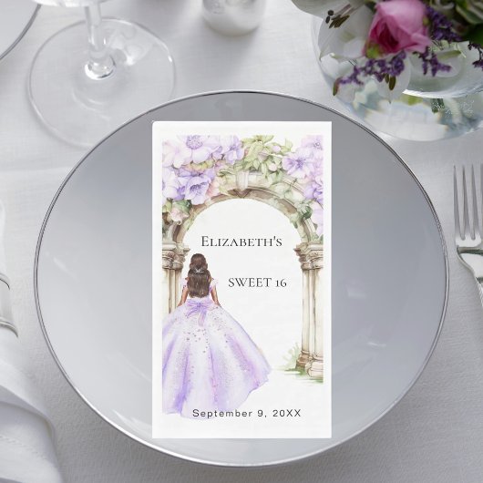 Lavender florals arch dress Sweet 16