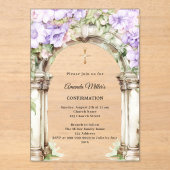 Lavender florals arch girl Confirmation clear アクリル招待状 (正面)