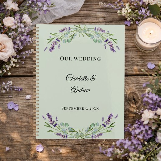 Lavender florals eucalyptus sage green wedding プランナー手帳