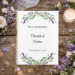 Lavender florals eucalyptus wedding プランナー手帳<br><div class="desc">Organize your big day with this romantic botanical wedding planner. It features a delicate watercolor wreath of purple lavender sprigs and soft sage eucalyptus leaves on a crisp white background. This 12-month notebook is the perfect engagement gift for a bride-to-be planning a summer garden wedding.</div>