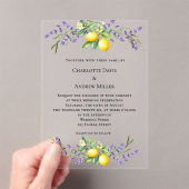 Lavender florals lemons luxury clear wedding  アクリル招待状 (インサイチュ (ポータブル))