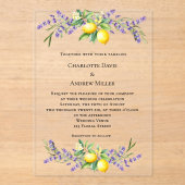 Lavender florals lemons luxury clear wedding  アクリル招待状 (正面)