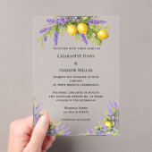 Lavender florals lemons luxury clear wedding  アクリル招待状 (インサイチュ (ポータブル))