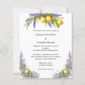 Lavender florals lemons wedding invitation (正面)