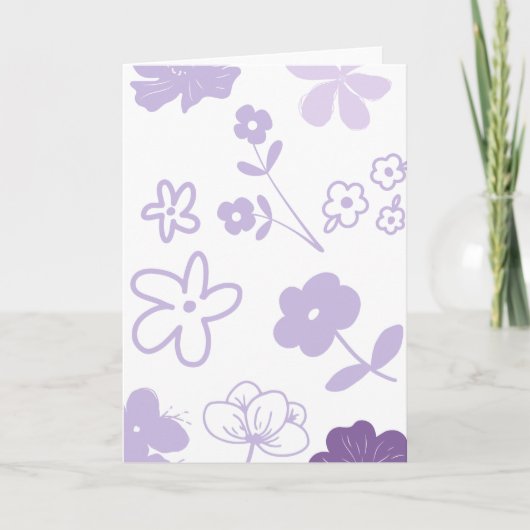 Lavender Florals on White Background  カード (正面)