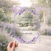 Lavender florals wedding Save the Date card アクリル招待状