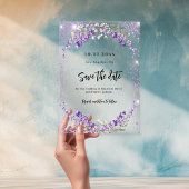 Lavender florals wedding Save the Date card アクリル招待状