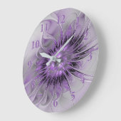Lavender Flower Dream Modern Abstract Fractal Art ラージ壁時計 (傾斜)