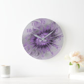 Lavender Flower Dream Modern Abstract Fractal Art ラージ壁時計 (ホーム)