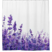 Lavender Flower Pastel Floral Whimsical Watercolor シャワーカーテン (正面)