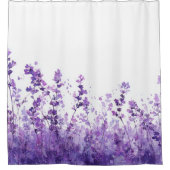 Lavender Flower Pastel Floral Whimsical Watercolor シャワーカーテン (正面)