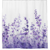Lavender Flower Pastel Floral Whimsical Watercolor シャワーカーテン (正面)