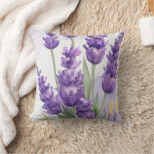 Lavender Flower Throw Pillow | Soft Purple Floral  クッション (ブランケット)