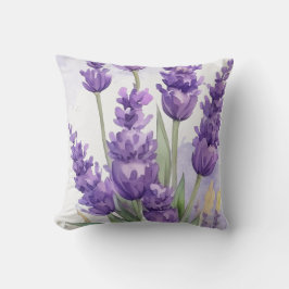 Lavender Flower Throw Pillow | Soft Purple Floral  クッション