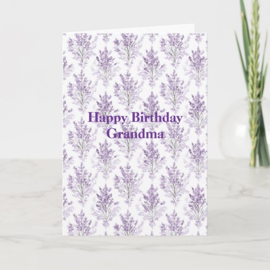 Lavender Flowers Birthday カード (正面)