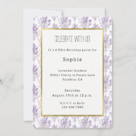 Lavender Flowers Birthday 招待状